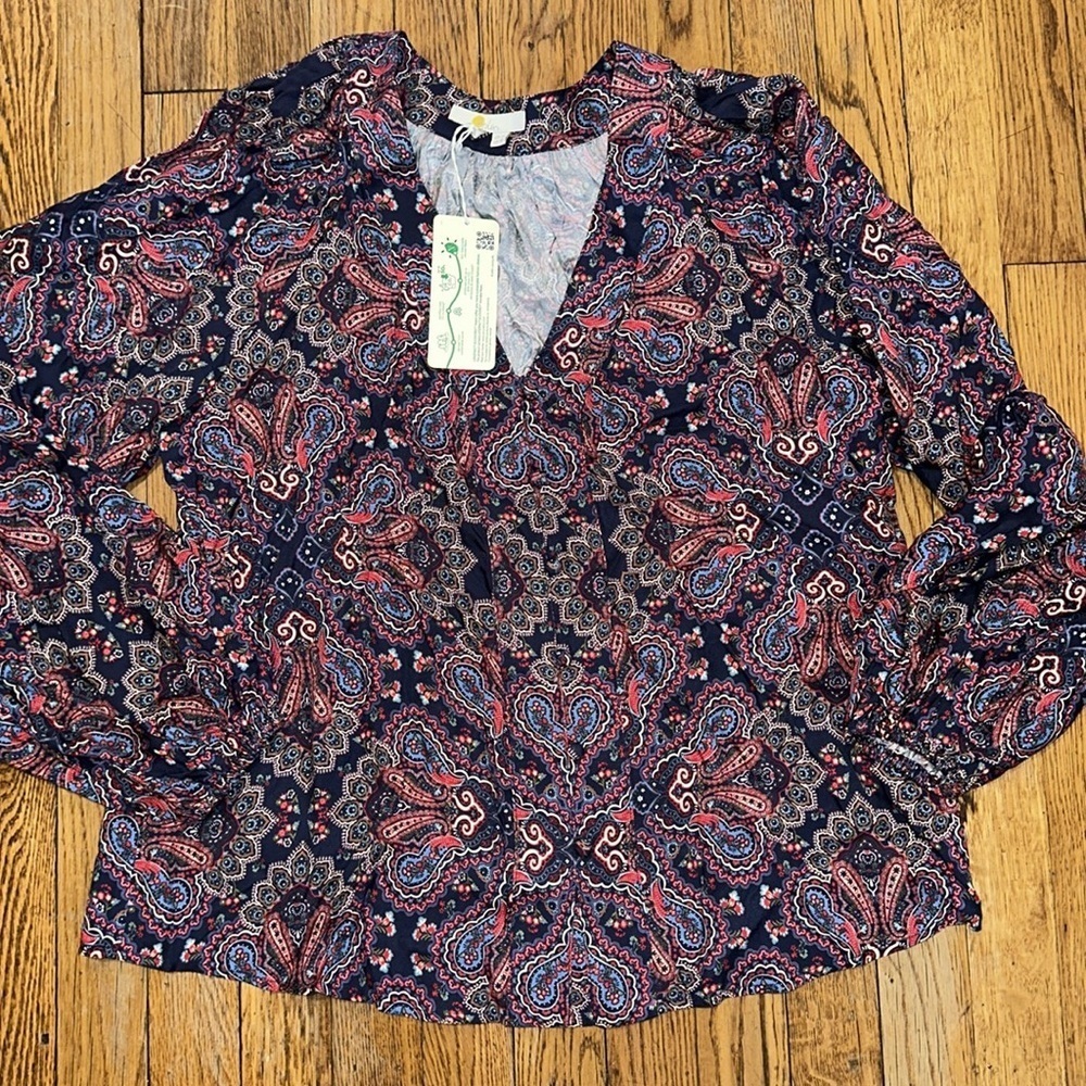 NWT Boden Placement border print botanic paisley floral button down blouse - Picture 2 of 8